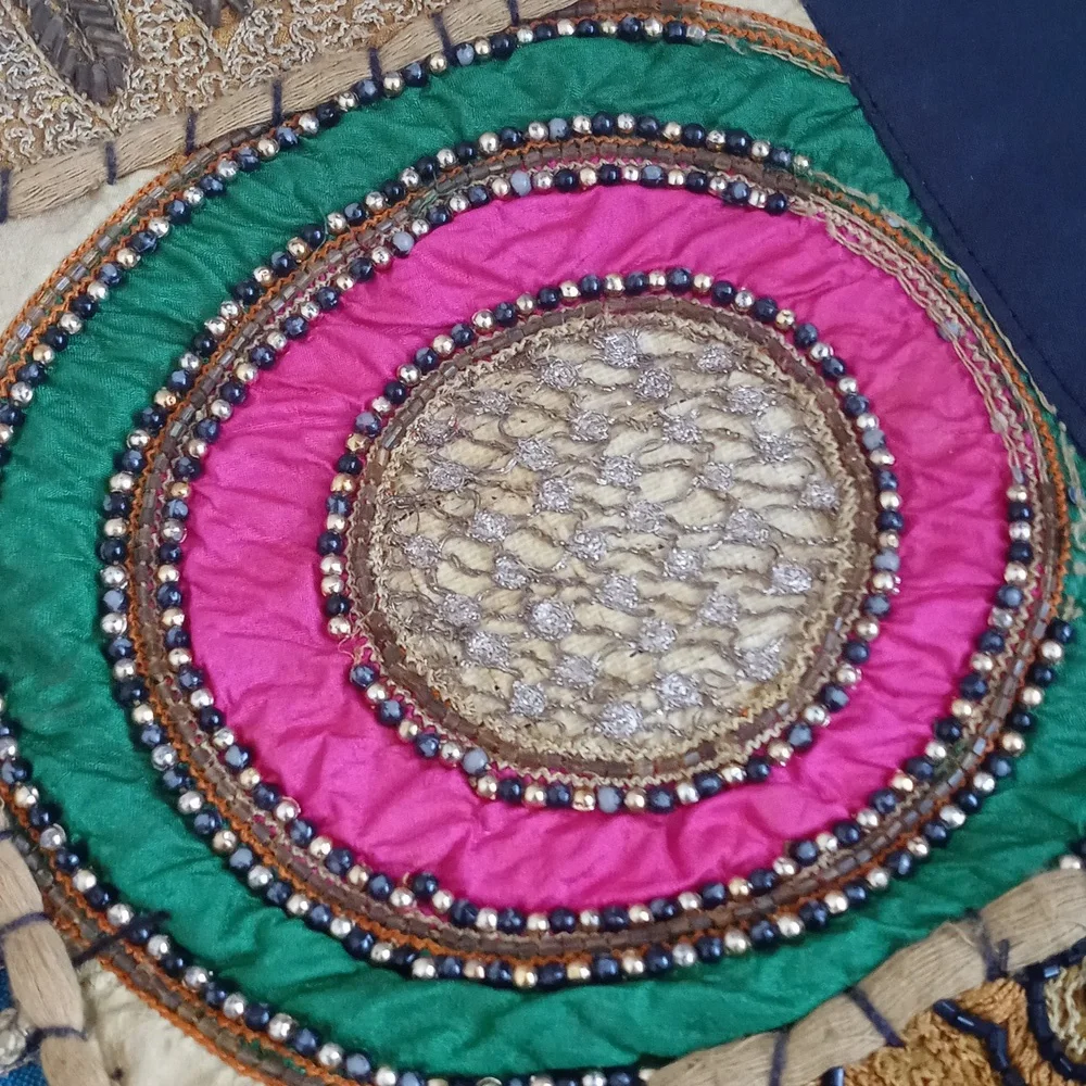 Antique Vintage Patchwork Quilt Wall Hanging From India 36”x38”